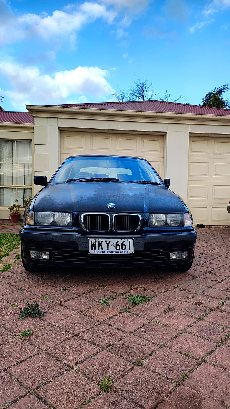 BMW 318ti detailed in home driveway